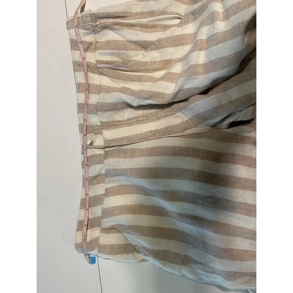 rsq womans large linen blend striped wide leg pants Cargo Beach Vacation - Picture 4 of 8